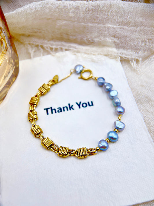 Natural freshwater pearl gold-woven bracelet | Elegant bohemian-style women's jewelry | A unique thank-you gift
