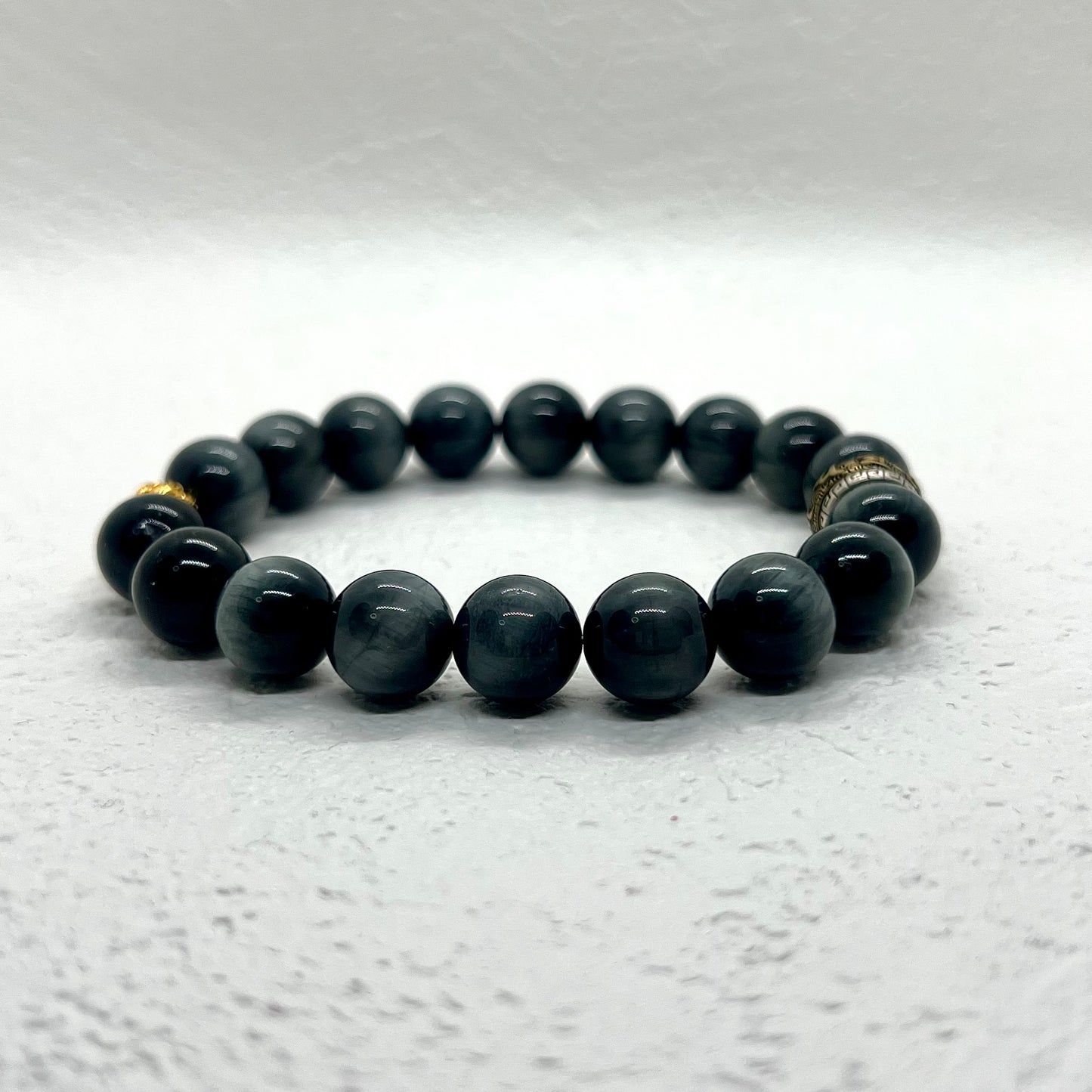 Natural Hawkeye Stone Sterling Silver Bracelet