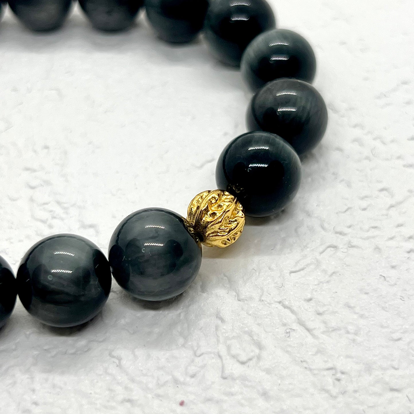 Natural Hawkeye Stone Sterling Silver Bracelet