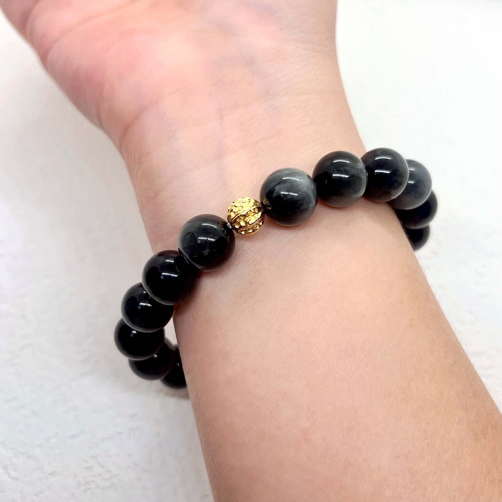 Natural Hawkeye Stone Sterling Silver Bracelet - DXbracelet