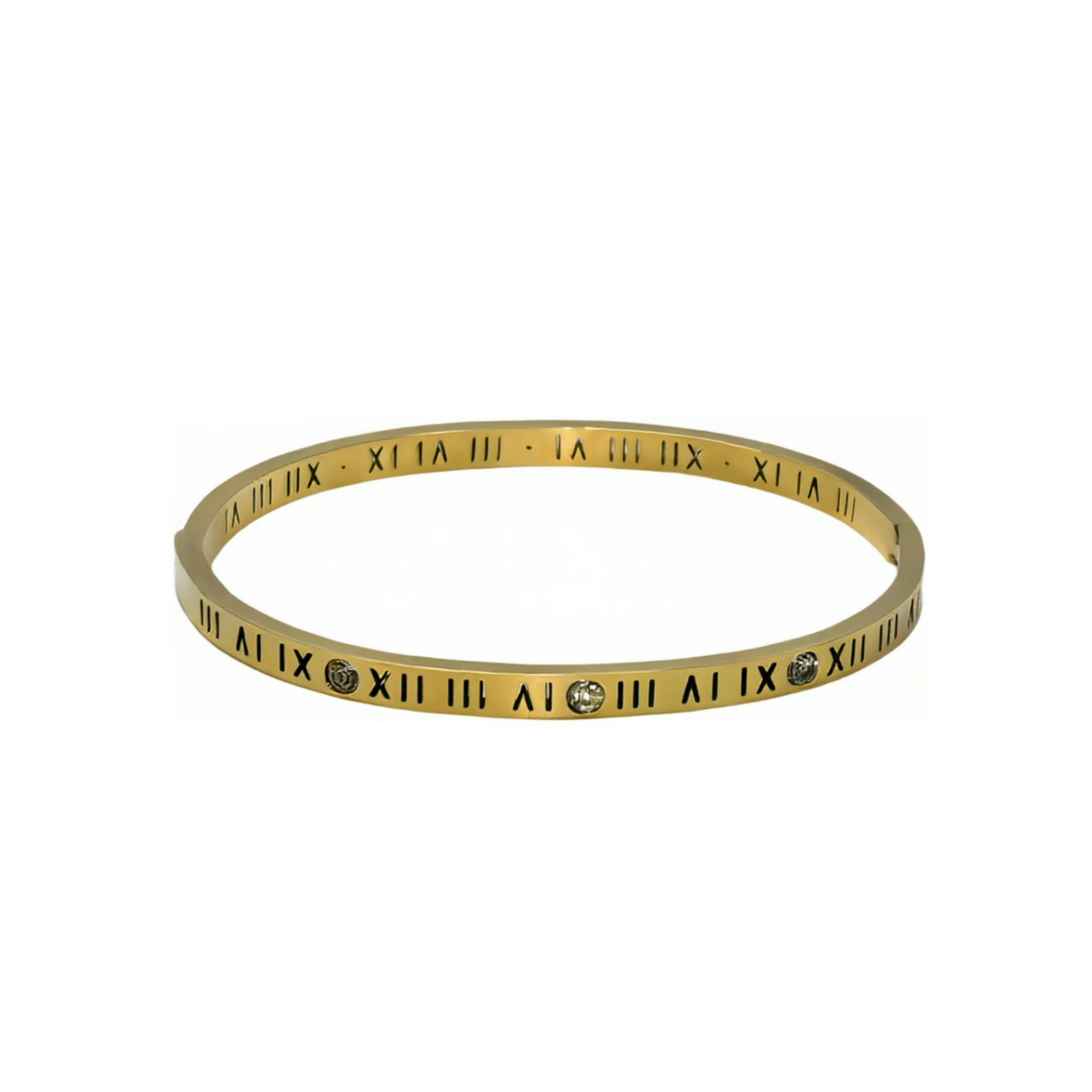 Leichtes Luxusarmband aus Titanstahl mit römischen Ziffern und Zirkonia