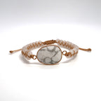 New Egg-Shaped Howlite Stone Bracelet - Adjustable Handwoven Double Strand - DXbracelet