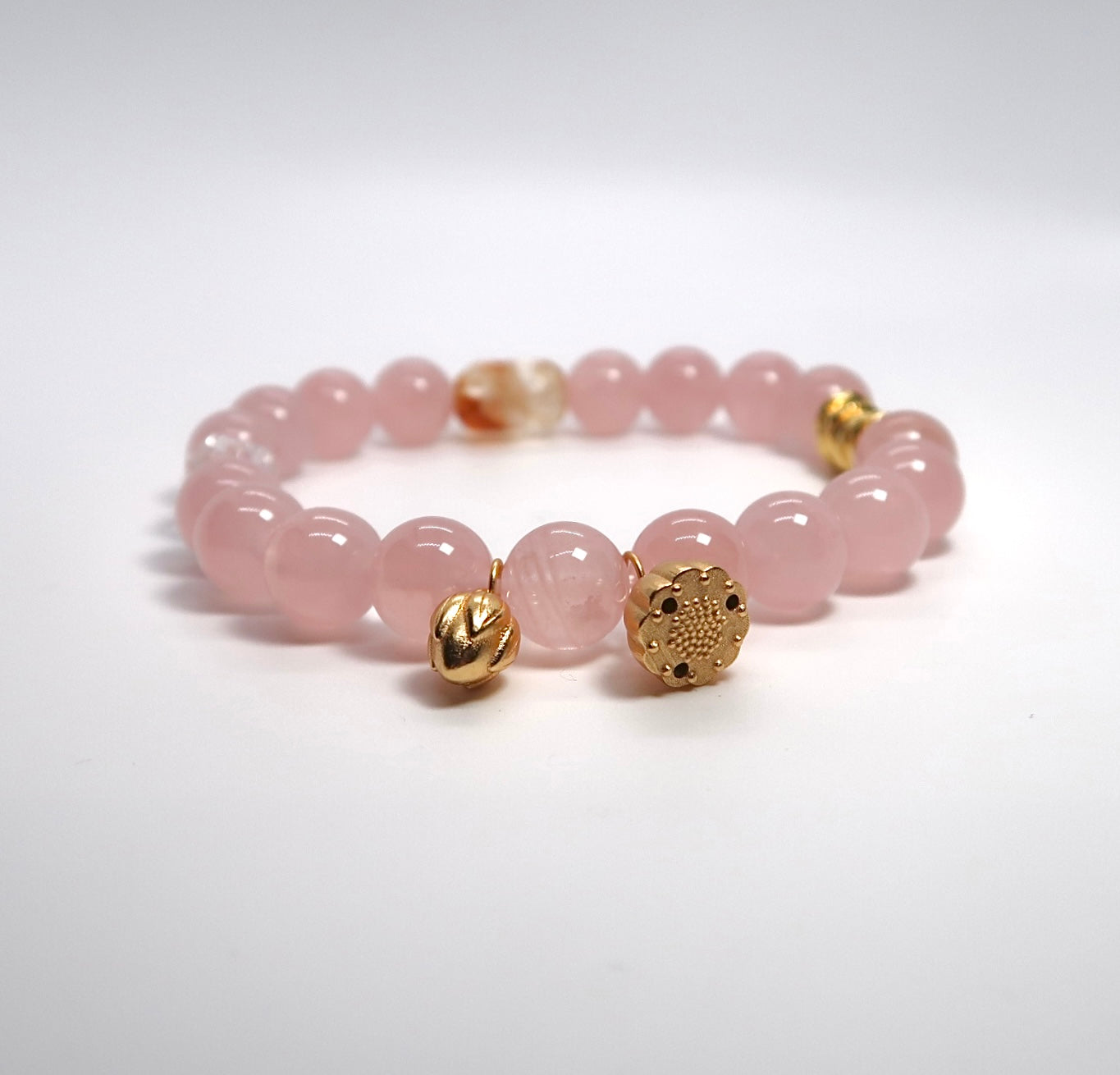 Rose Quartz&Citrine&White Quartz Sterling Silver Bracelet - DXbracelet