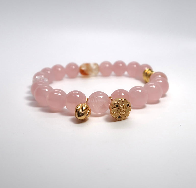 Rose Quartz&Citrine&White Quartz Sterling Silver Bracelet - DXbracelet
