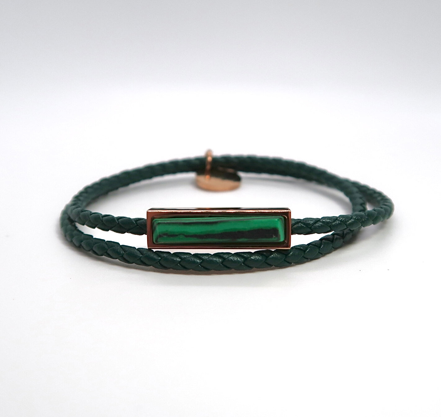 Double loop braided leather bracelet - Laser engraved bracelet - DXbracelet