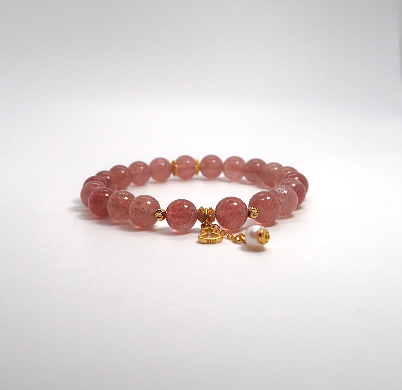 Strawberry Crystal Freshwater Pearl Silver Bracelet - DXbracelet