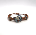 Original Vintage Ceramic Bracelet - Tribal Pattern Braided Cord - DXbracelet