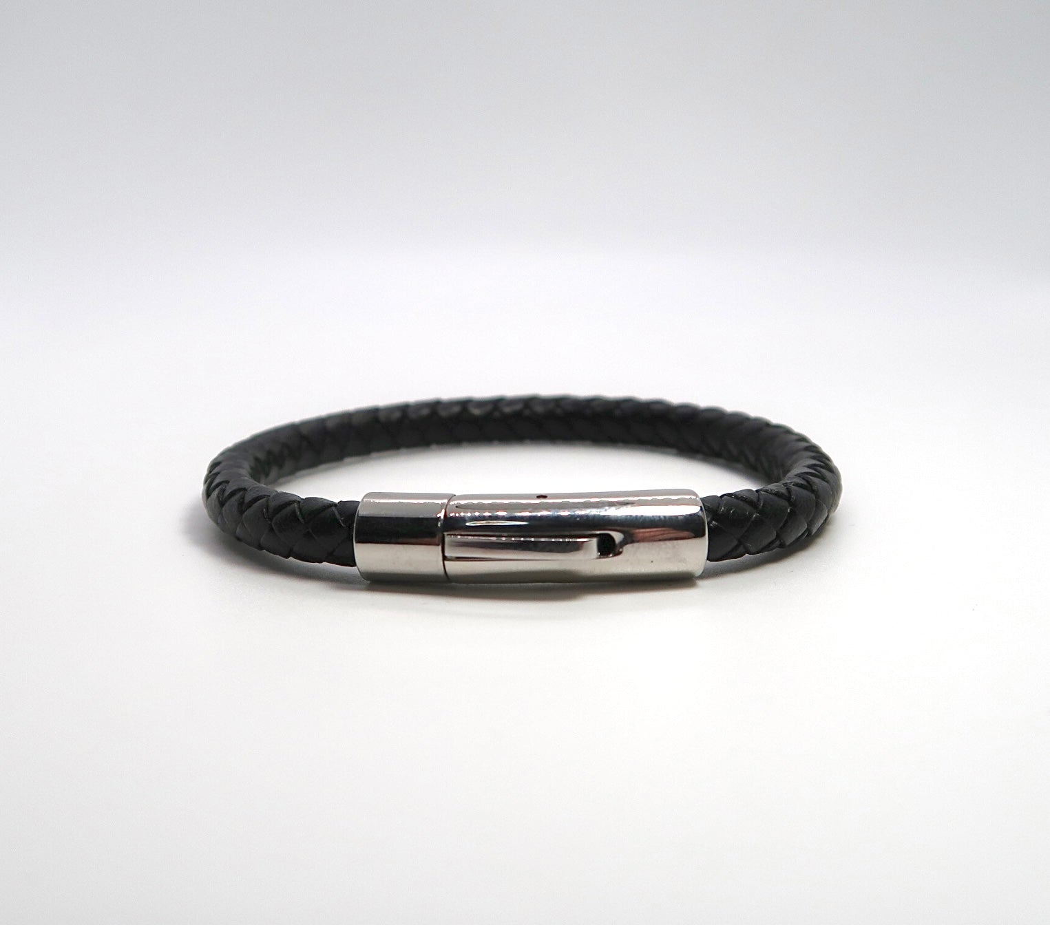 Contemporary Woven Leather & Titanium Steel Cuff Bracelet - Waterproof Unisex Bangle - DXbracelet