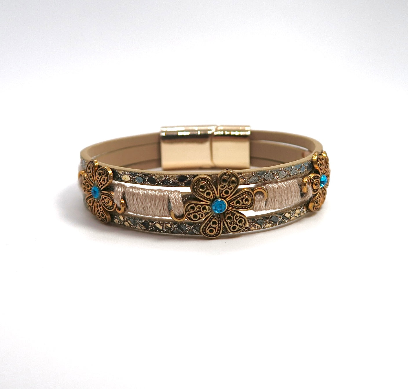 New Multi-Layer Woven Floral Leather Bracelet - DXbracelet