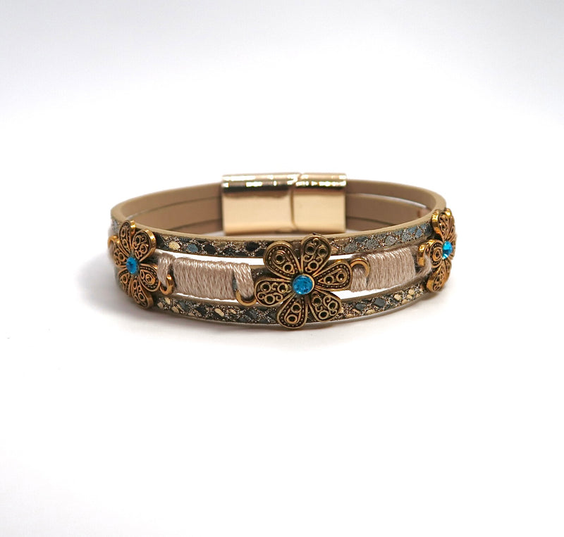 New Multi-Layer Woven Floral Leather Bracelet - DXbracelet