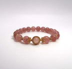 Strawberry Quartz & Rose Quartz Gold-Plated Bracelet with Zirconia - DXbracelet