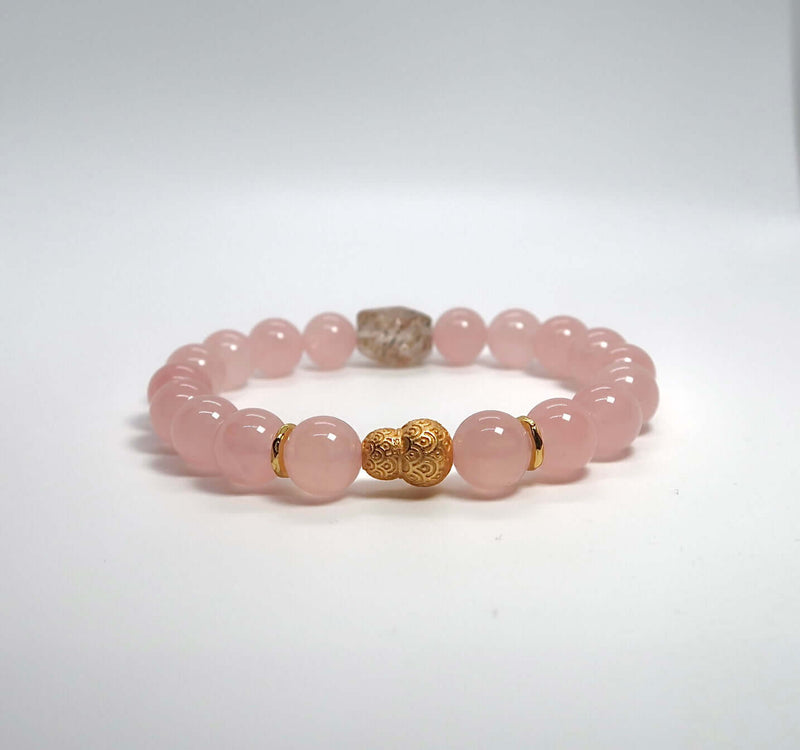 Natural Horse Pink Crystal Sterling Silver Bracelet - DXbracelet