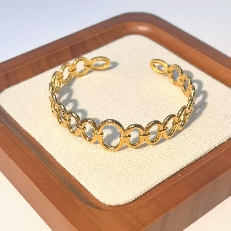 Unconventional Geometric Hinged Bangle - Minimalist Titanium Steel - DXbracelet