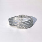 Geometric Skeleton Cuff Bangle - Titanium Steel Spring Clasp Irregular Jewelry - DXbracelet