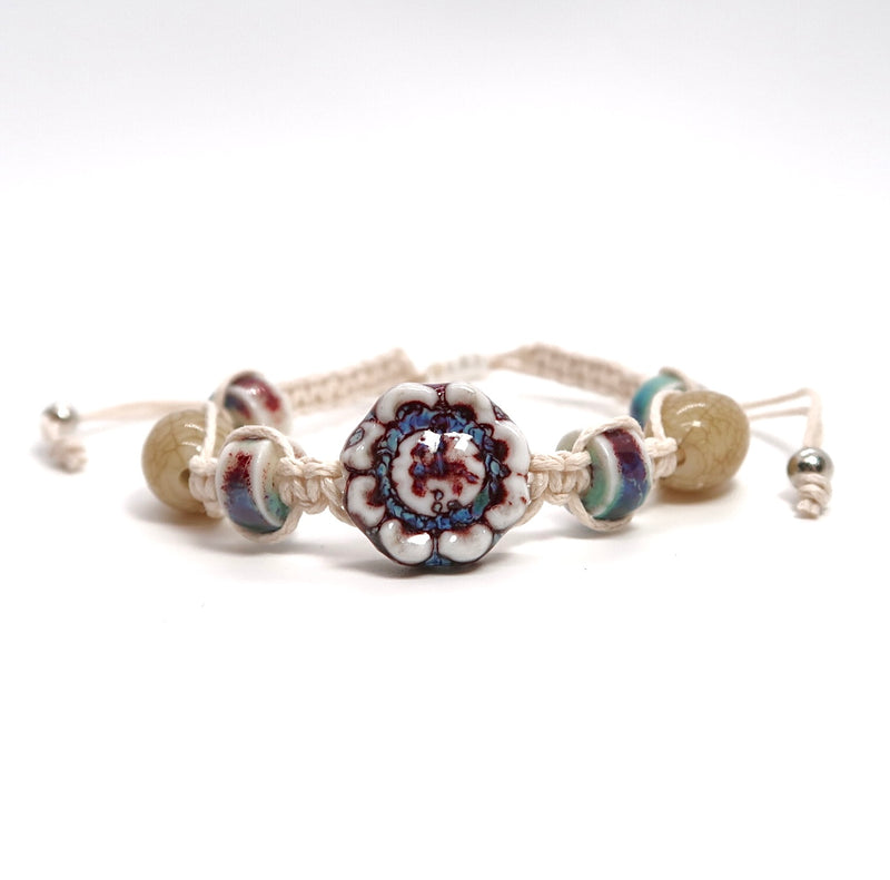 Ethnic Handwoven Ceramic Bracelet - Vintage Folk Art Design - DXbracelet
