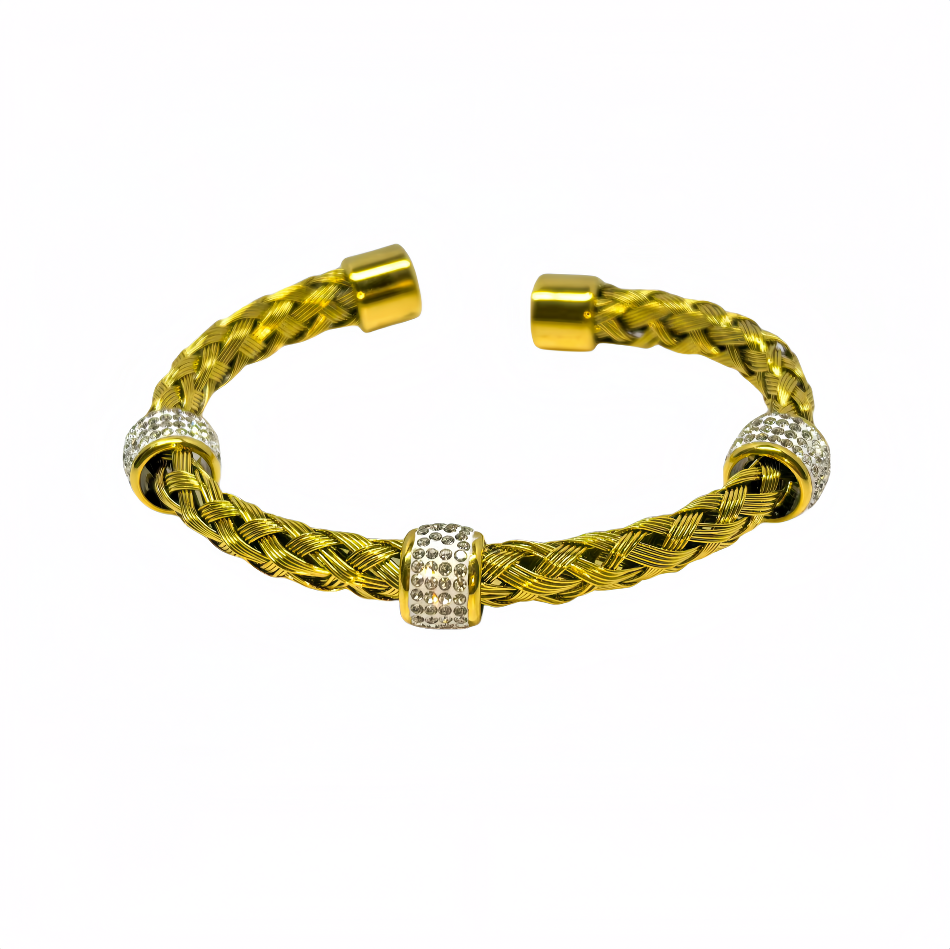 Personalisiertes gewebtes Armband aus Titanstahl mit hohlem Zirkon