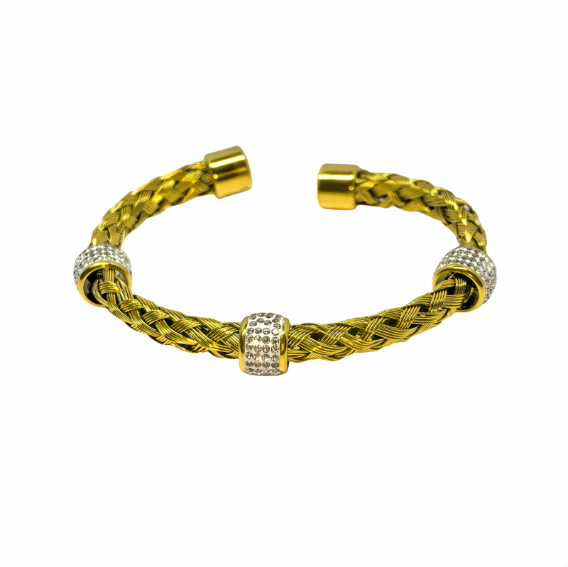 Personalized woven hollow zircon titanium steel bracelet - DXbracelet