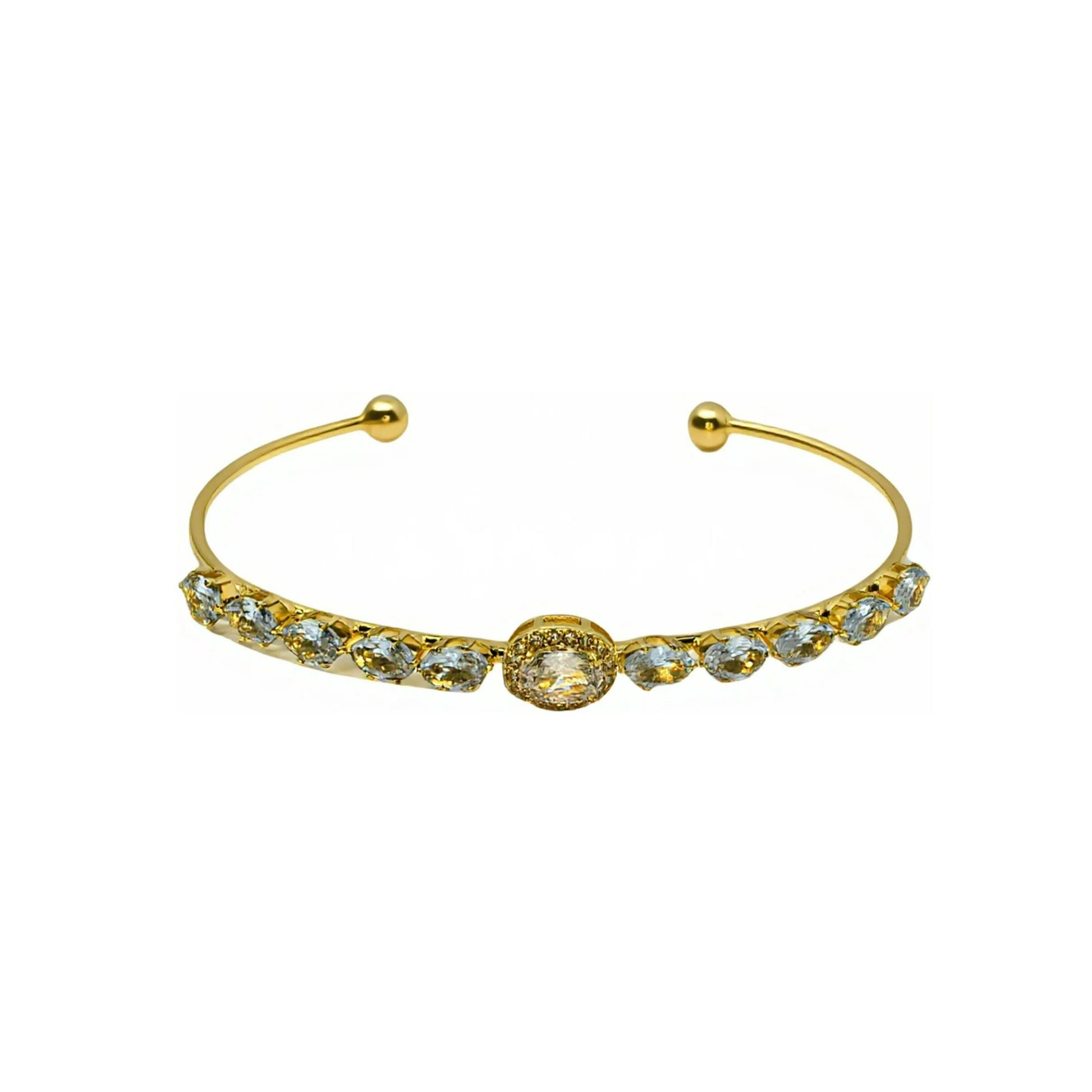 Luxuriöses ovales offenes Armband mit Zirkonia - Kupfer