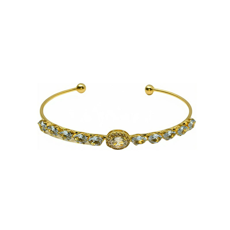 Luxe Oval Open Bracelet with Zirconia - Copper - DXbracelet