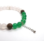 Bracelet en agate blanche, agate verte et quartz fraise avec chaîne en argent