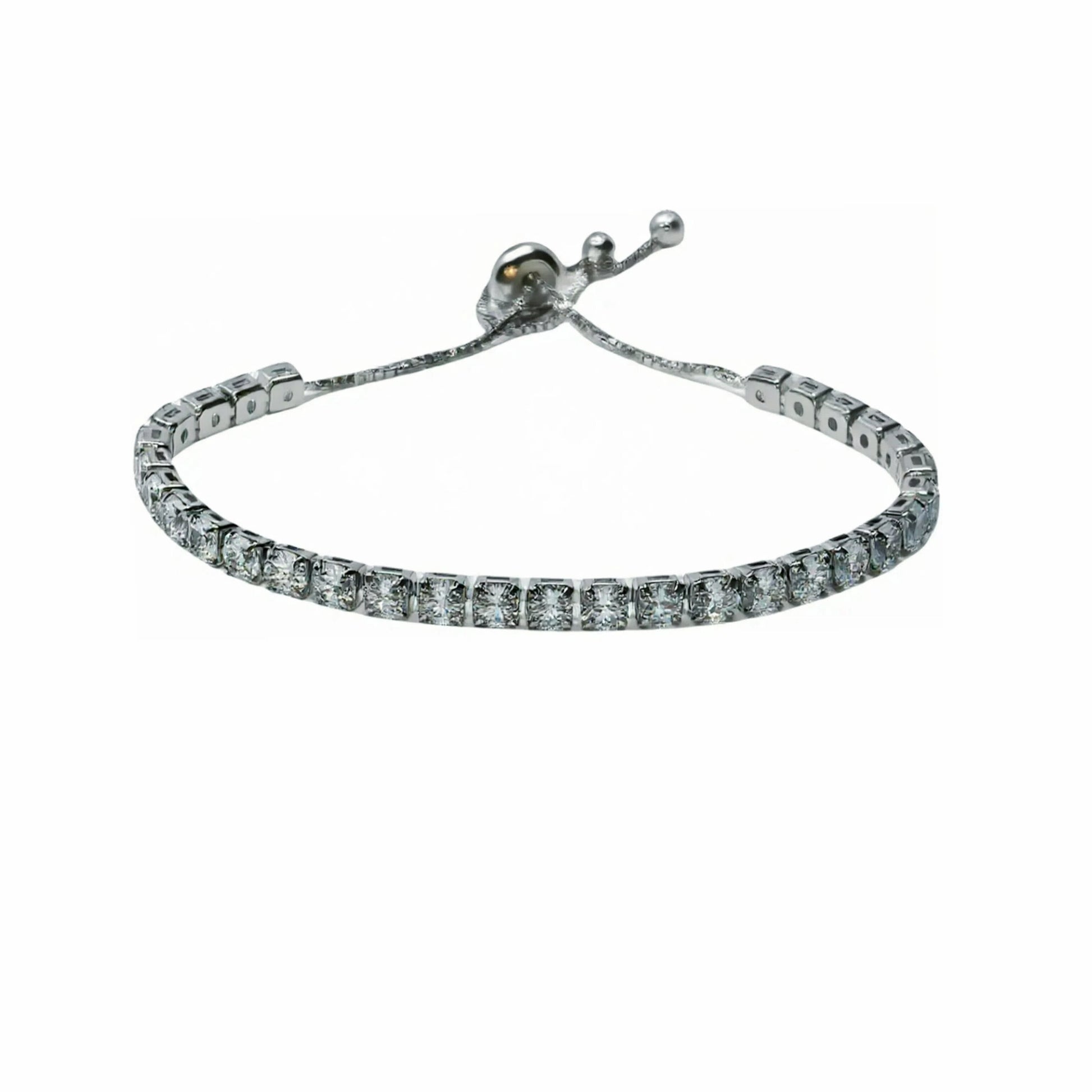 Einreihiges, verstellbares Armband mit runden Zirkonia und Diamanten