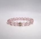 Natural Moissanite Rose Quartz Sterling Silver Bracelet - DXbracelet
