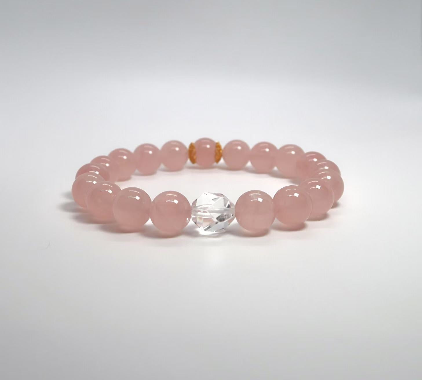 Bracelet en argent sterling, citrine et quartz rose avec quartz clair taillé