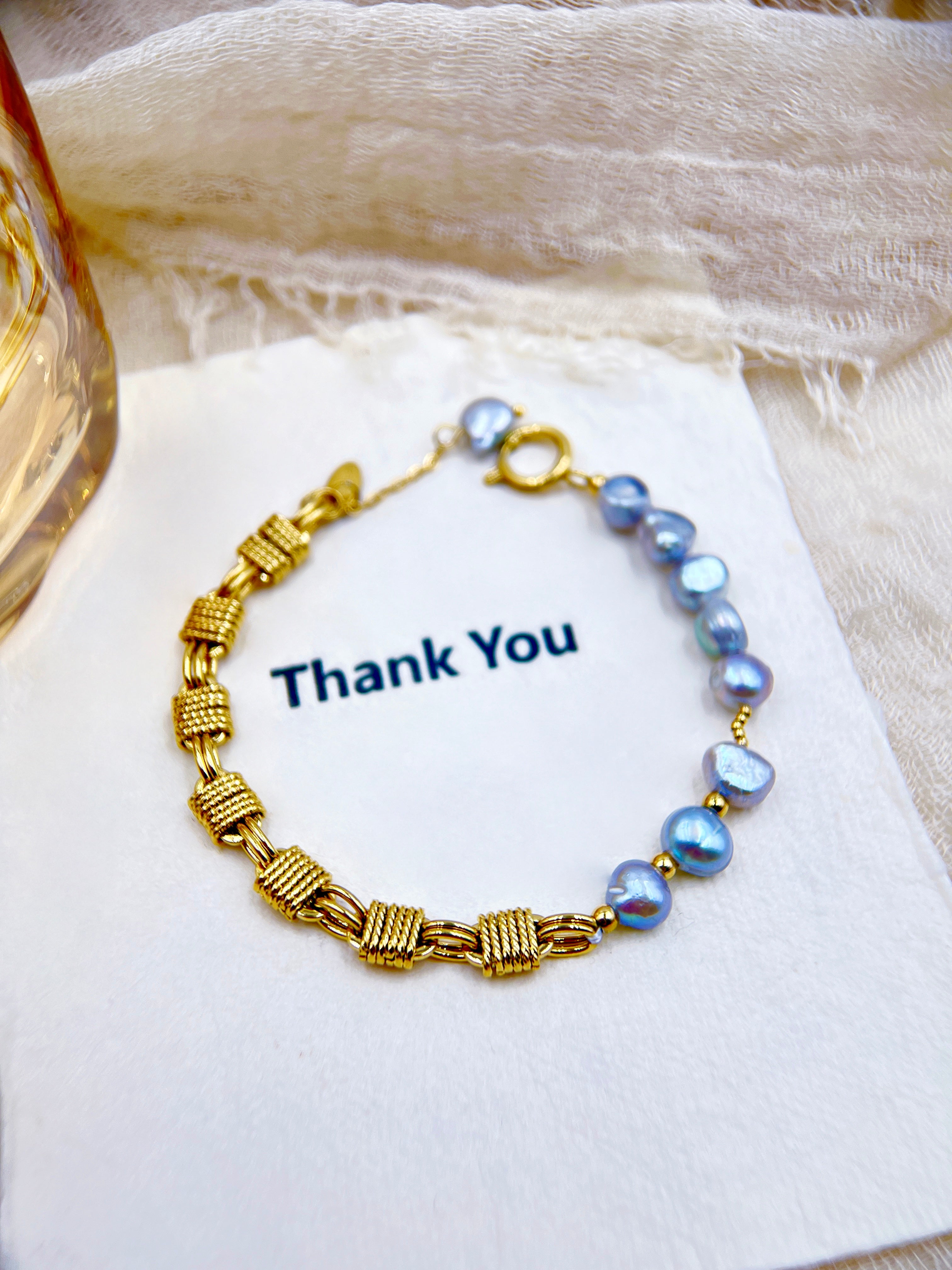 Natural freshwater pearl gold-woven bracelet | Elegant bohemian-style women's jewelry | A unique thank-you gift