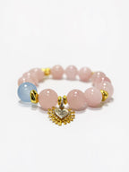 Rose Quartz Aqua Gold Beads Bracelet
