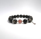 Sterling Silver Strawberry Quartz & Obsidian Bracelet - DXbracelet