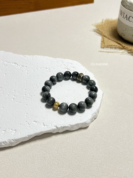 Bracciale in argento sterling con pietra naturale occhio di falco