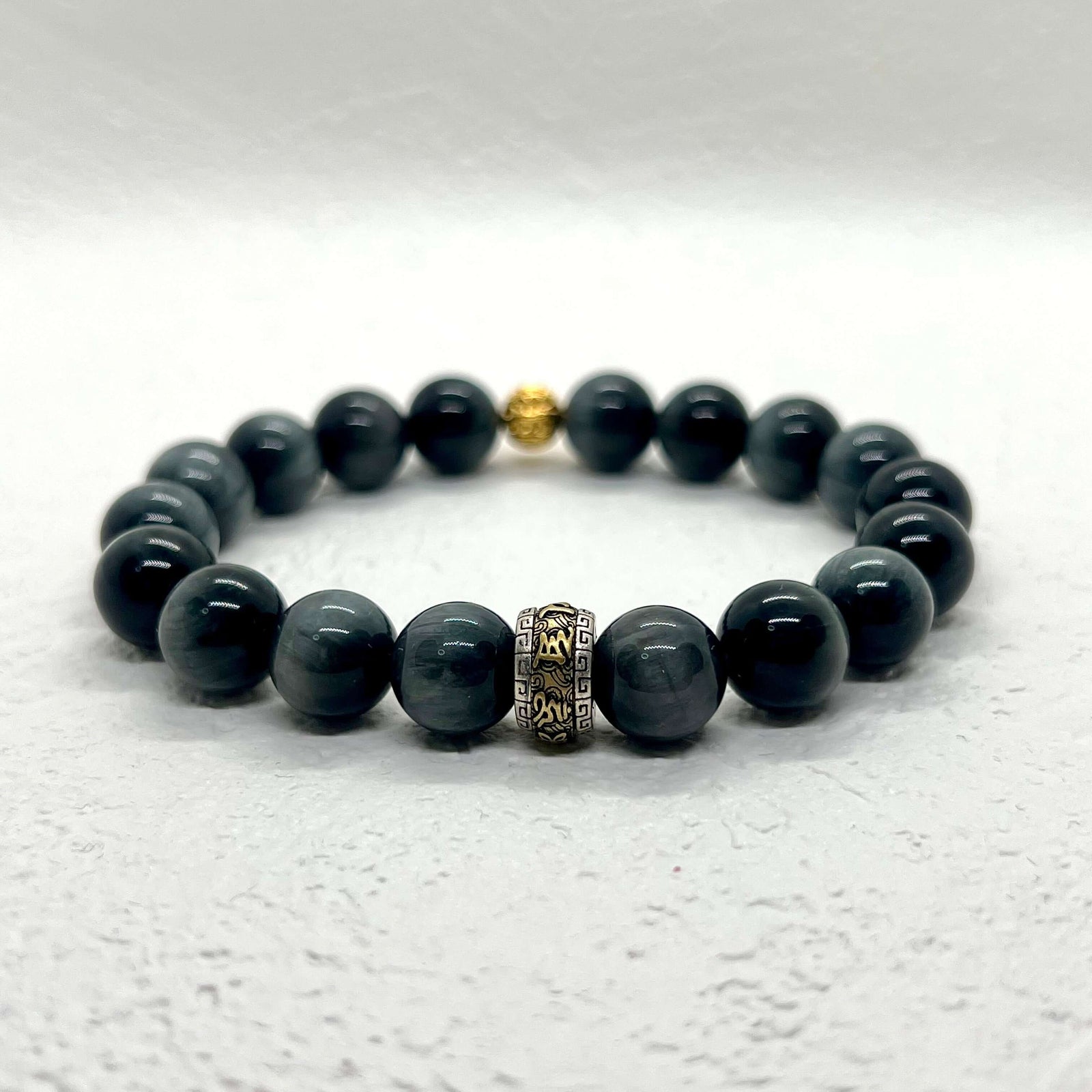 Natural Hawkeye Stone Sterling Silver Bracelet - DXbracelet