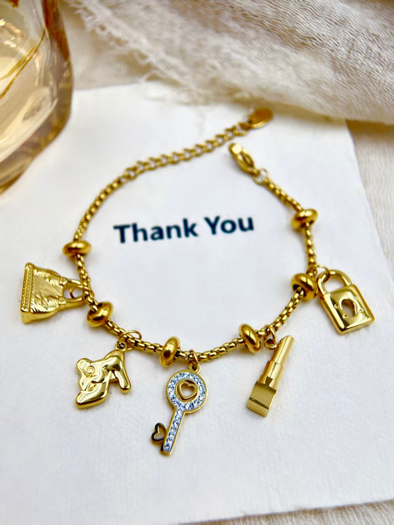 European and American style diamond-encrusted pendant bracelet