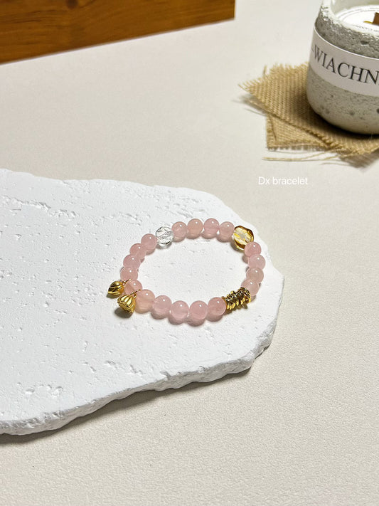 Bracelet en argent sterling avec quartz rose, citrine et quartz blanc