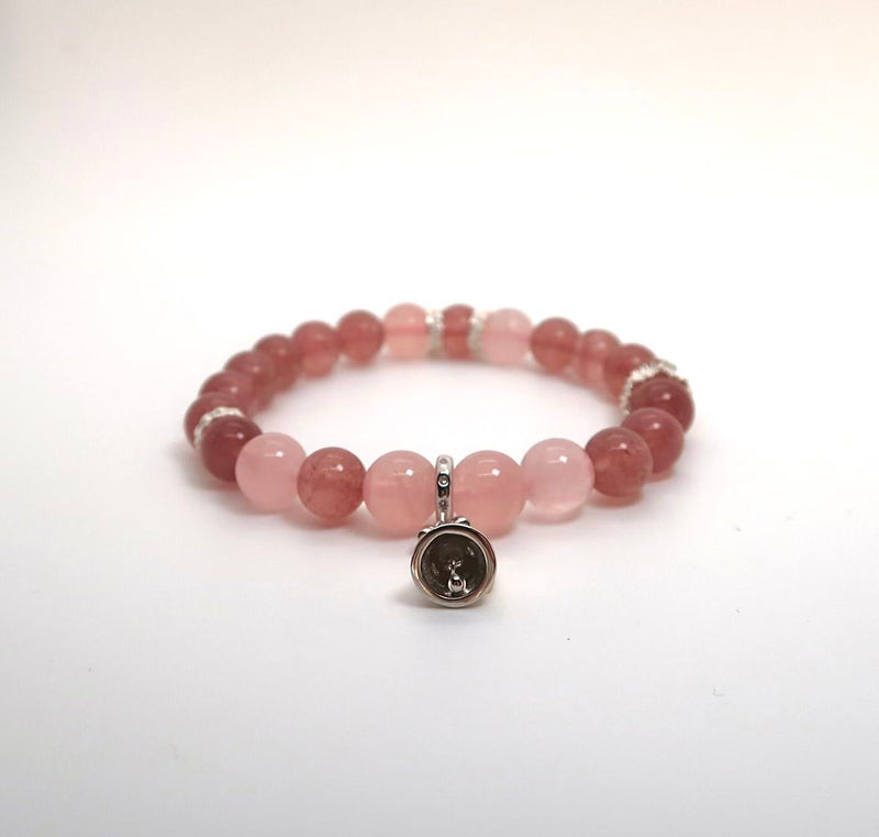 Christmas Bell Charm Bracelet with Strawberry & Rose Quartz