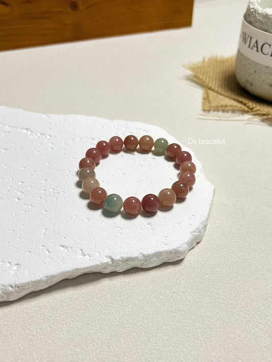 Bracelet en jade tourmaline milkshake naturel