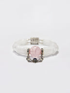 Pink Quartz & White Phantom Pearl Link Bracelet