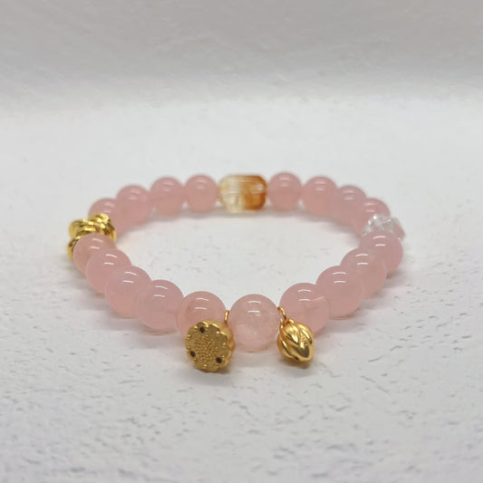 Rose Quartz&Citrine&White Quartz Sterling Silver Bracelet
