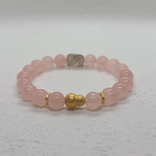 Natural Horse Pink Crystal Sterling Silver Bracelet