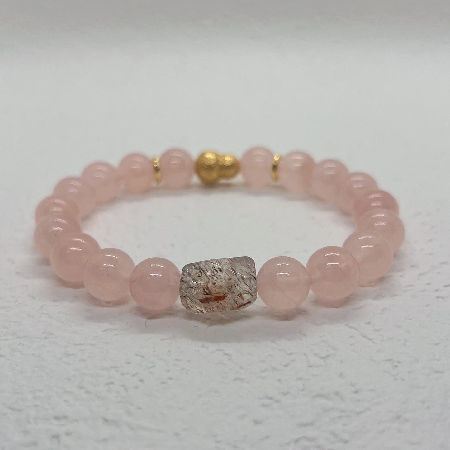 Natural Horse Pink Crystal Sterling Silver Bracelet