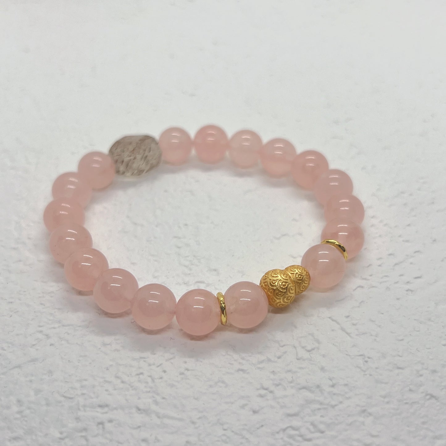 Natural Horse Pink Crystal Sterling Silver Bracelet