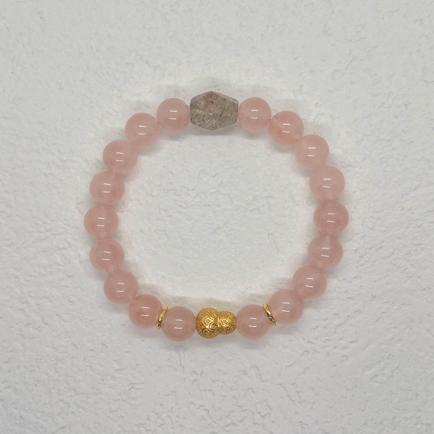 Natural Horse Pink Crystal Sterling Silver Bracelet