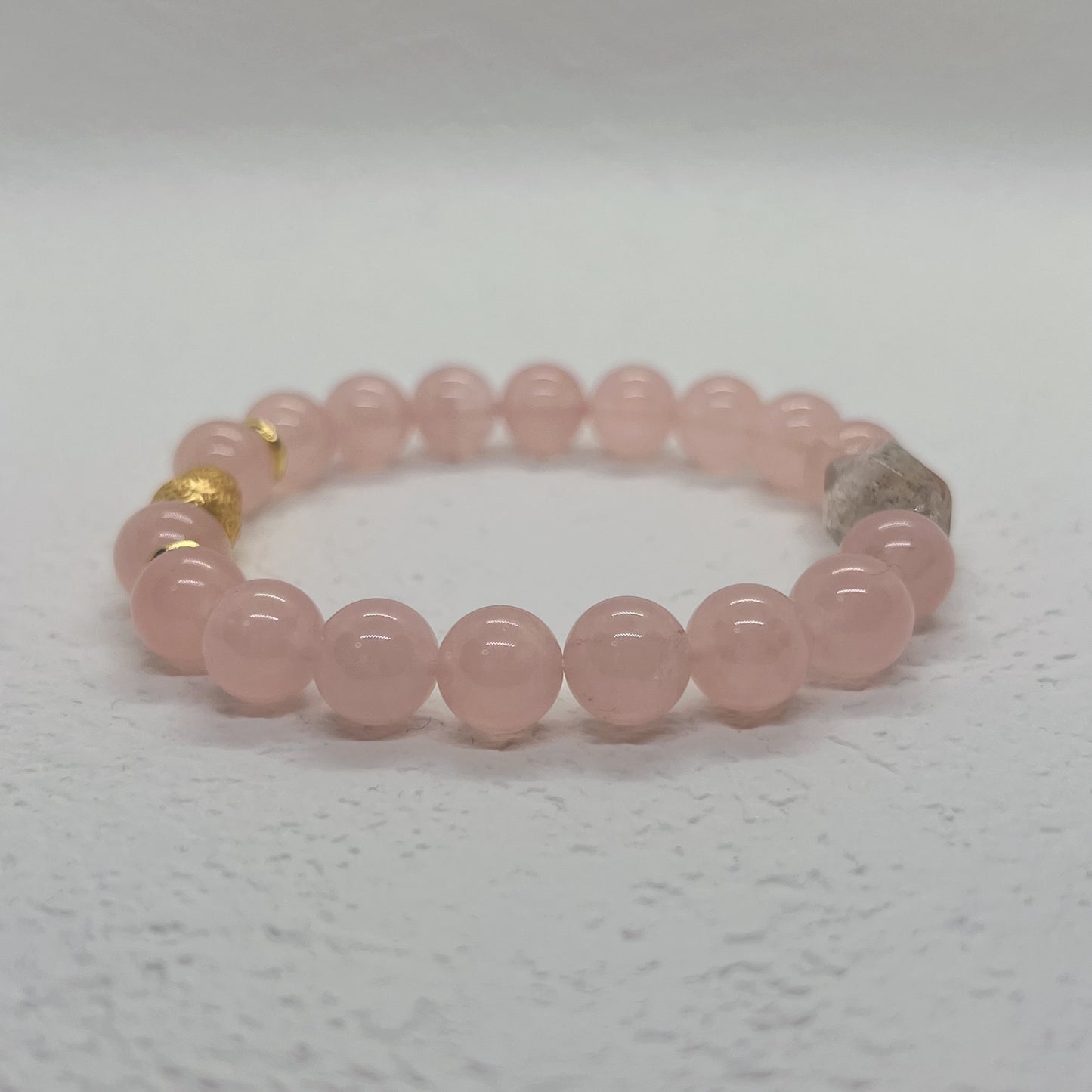 Natural Horse Pink Crystal Sterling Silver Bracelet