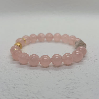 Natural Horse Pink Crystal Sterling Silver Bracelet