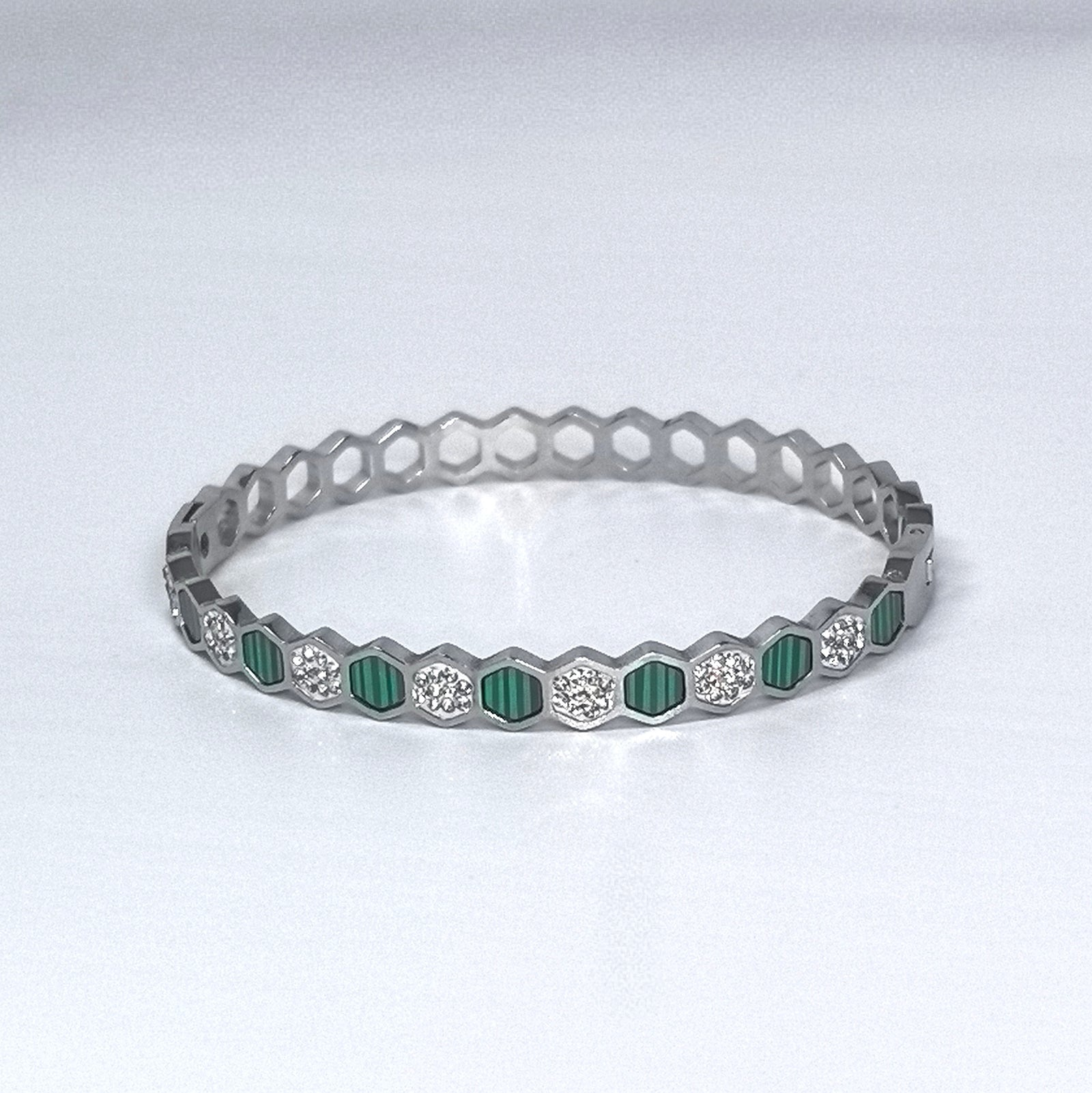 Emerald Honeycomb Mud Diamond Titanium Steel Bracelet - DXbracelet