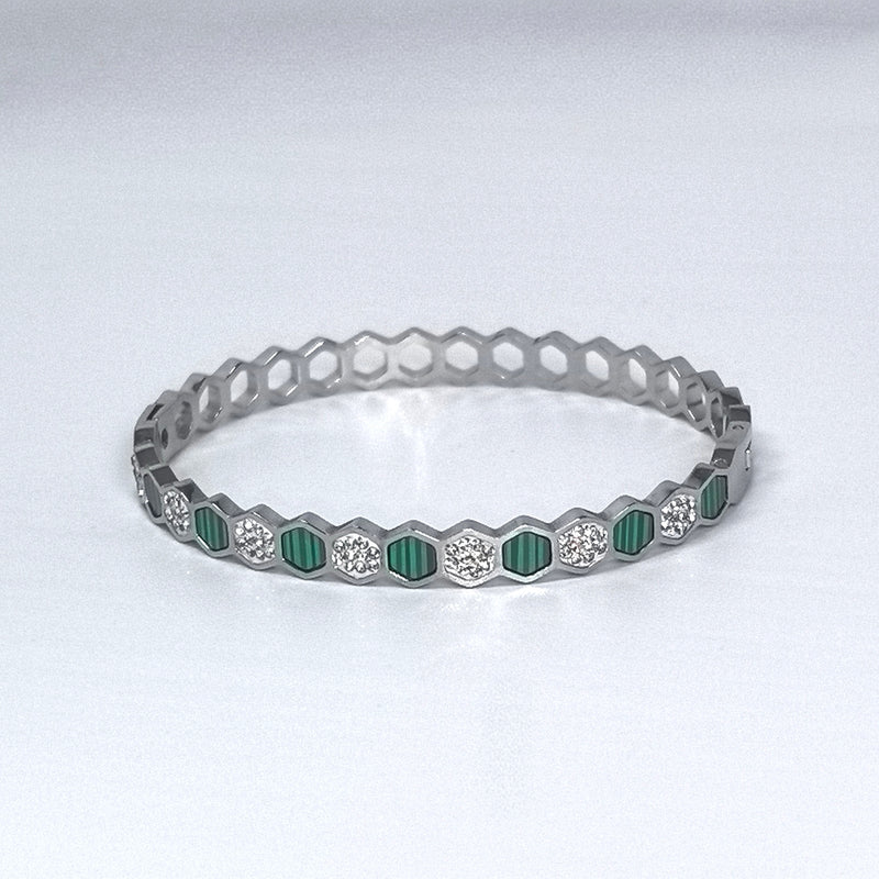 Emerald Honeycomb Mud Diamond Titanium Steel Bracelet - DXbracelet