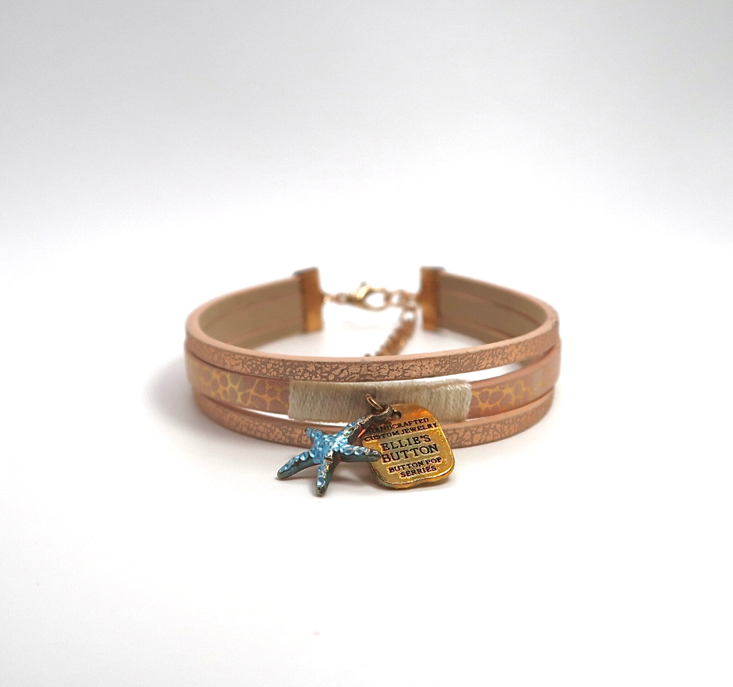 Boho Layered Cotton Cord Bracelet - Starfish Leather Charm - DXbracelet