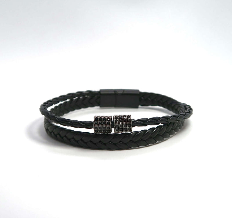 Designer-Grade Magnetic Closure Braided Leather Bracelet - DXbracelet
