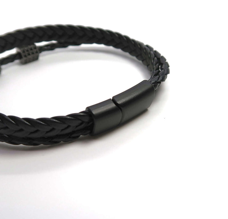 Designer-Grade Magnetic Closure Braided Leather Bracelet - DXbracelet