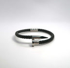 Minimalist Nailhead Braided Leather Cord Bracelet - DXbracelet